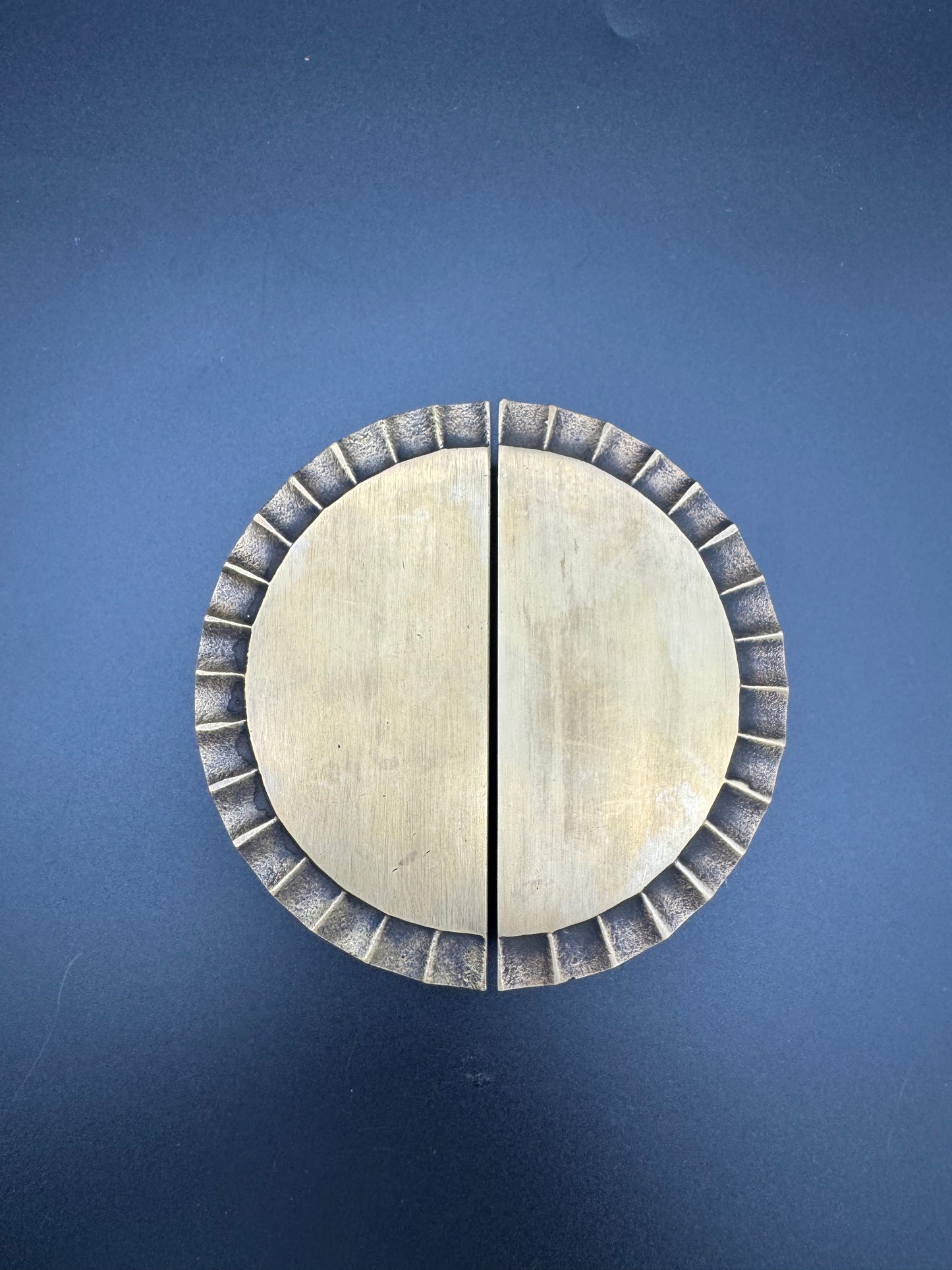 Semi Circle with Patterned Edge Brass Pull, 12cm