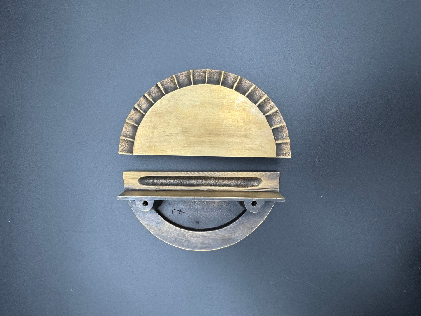 Semi Circle with Patterned Edge Brass Pull, 12cm