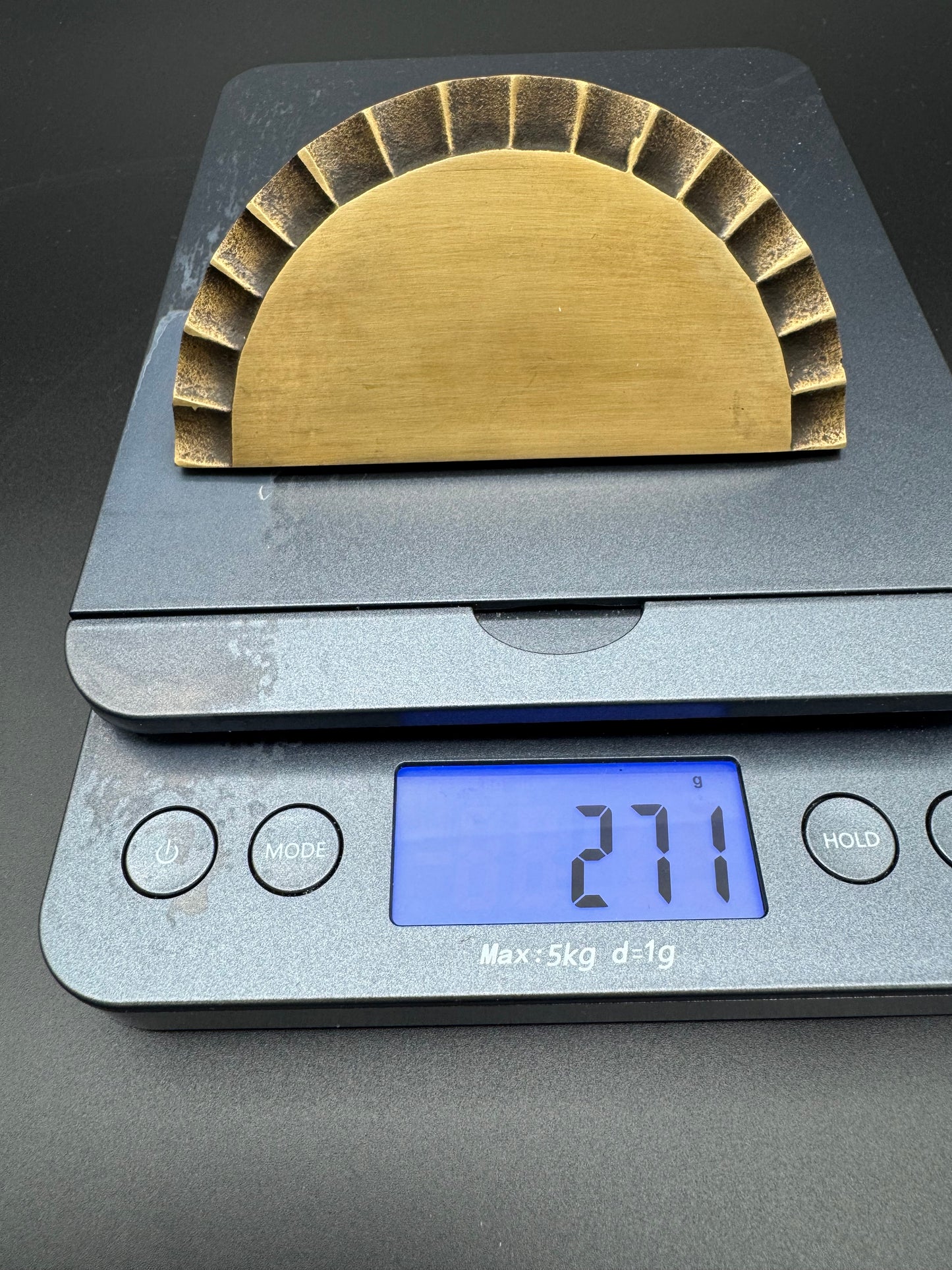 Semi Circle with Patterned Edge Brass Pull, 12cm