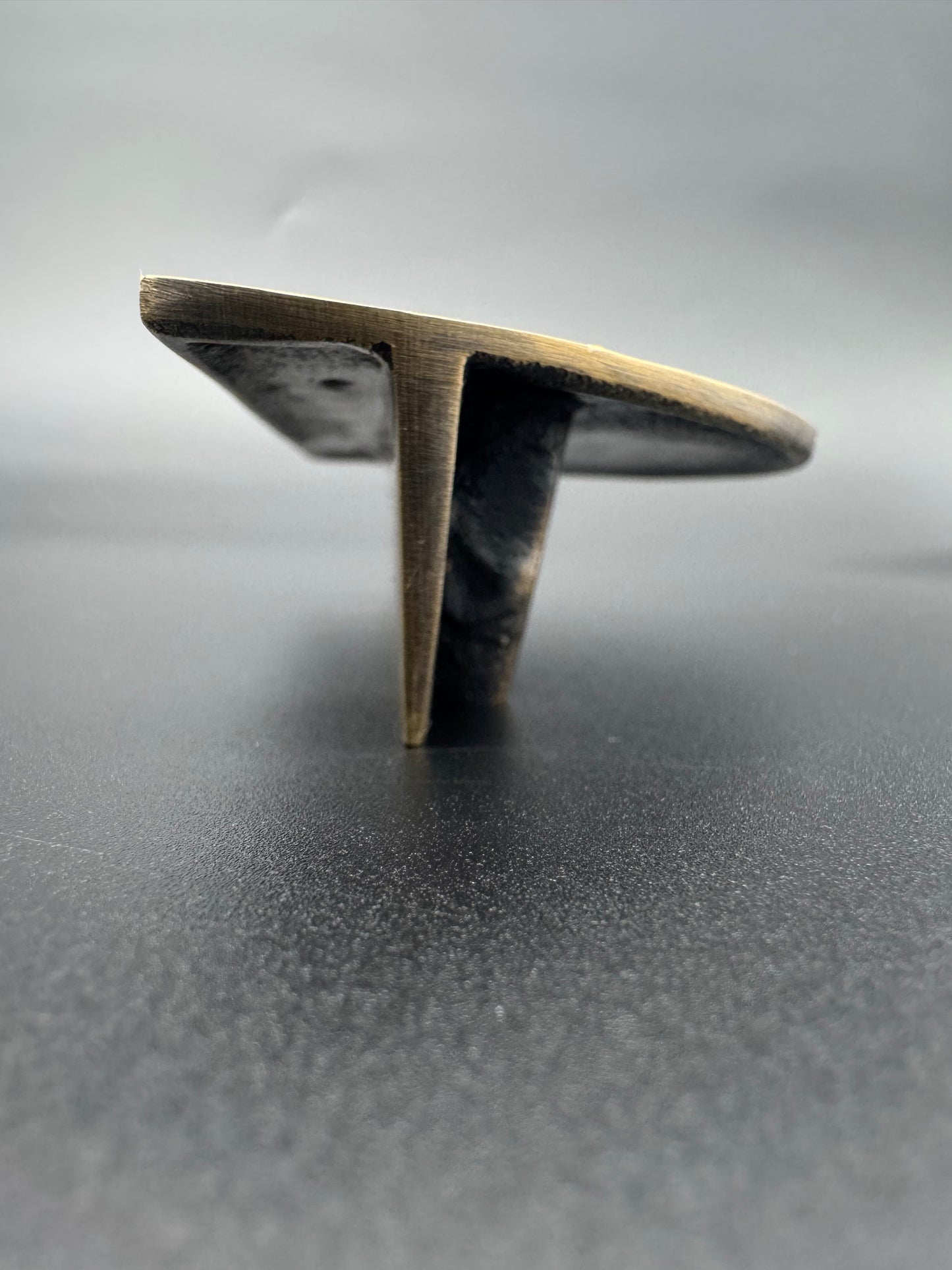 Semi Circle Flat Brass Pull, 12cm