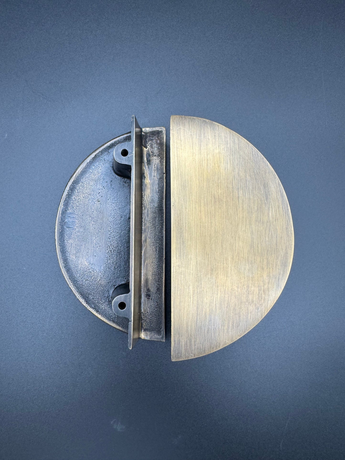 Semi Circle Flat Brass Pull, 12cm
