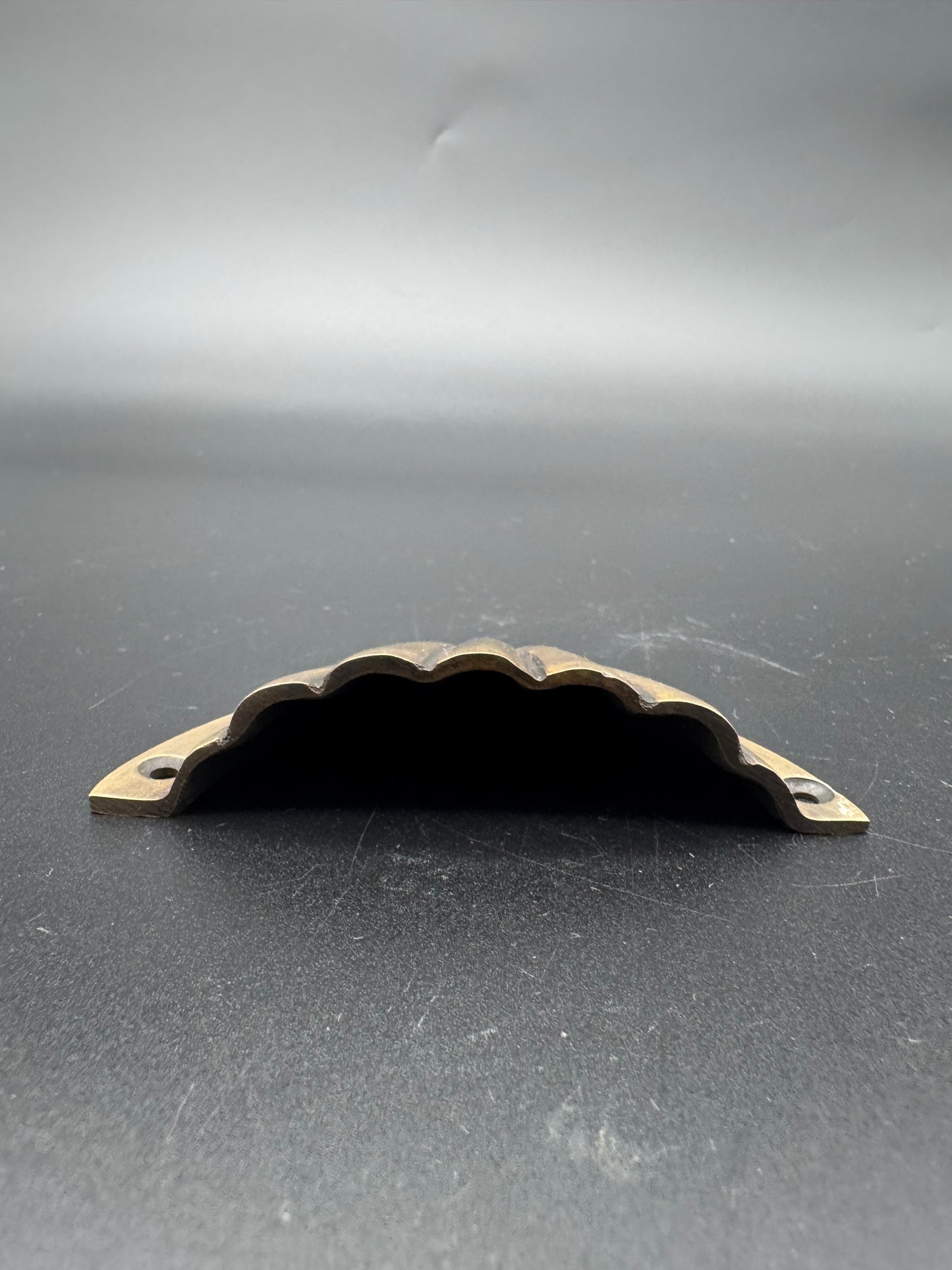 Patterned Concave Brass Cup Pull, 9cm