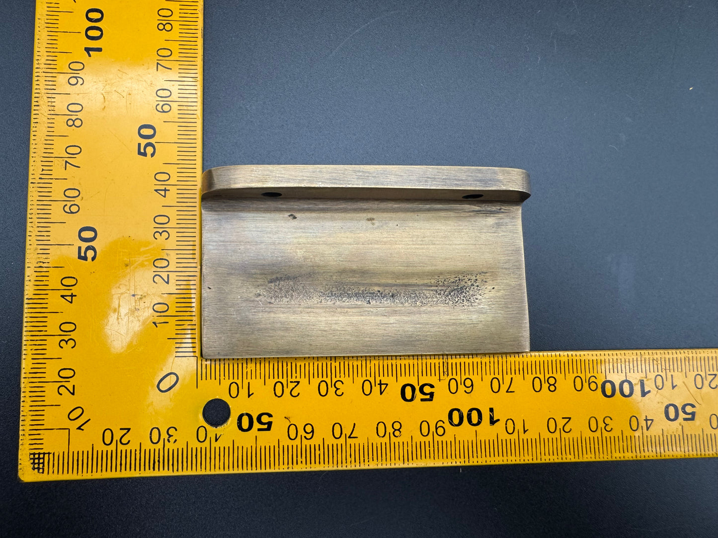 Square Edge Brass Ledge Pull, 7.4cm