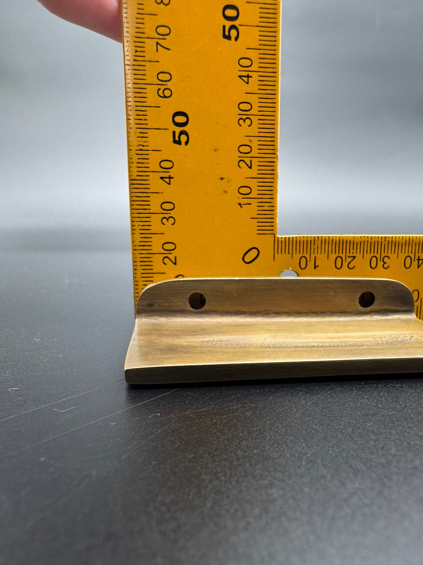 Square Edge Brass Ledge Pull, 7.4cm