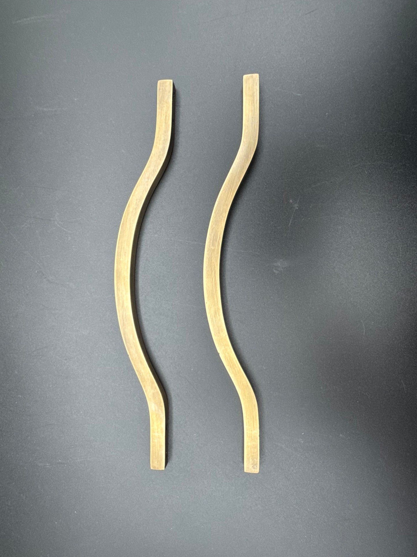 Curve Brass Door Pull, Double Screw, 20cm