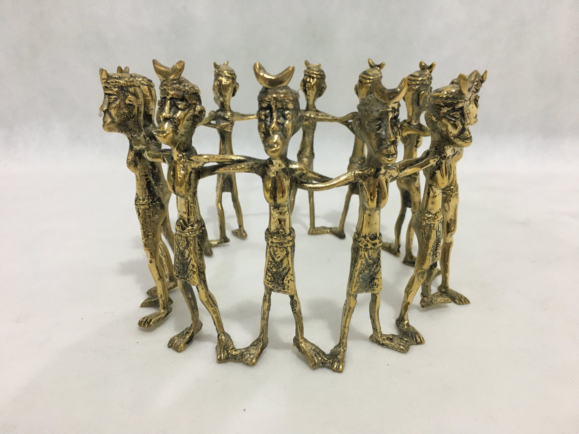 product image hero 1 - 12 Men Linking Arms in a Circle - Handmade in bronze