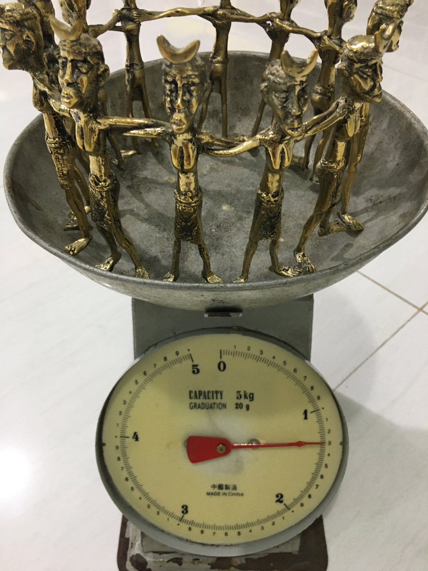 product image weight - 12 Men Linking Arms in a Circle - Handmade in bronze