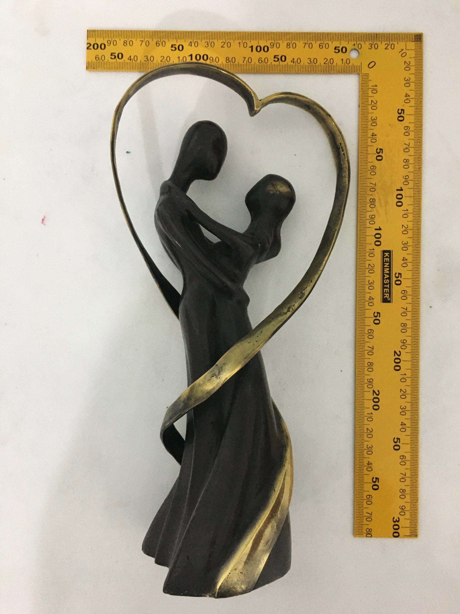 product image dimension 1 - Man & Woman Dancing inside Heart - Handmade in bronze