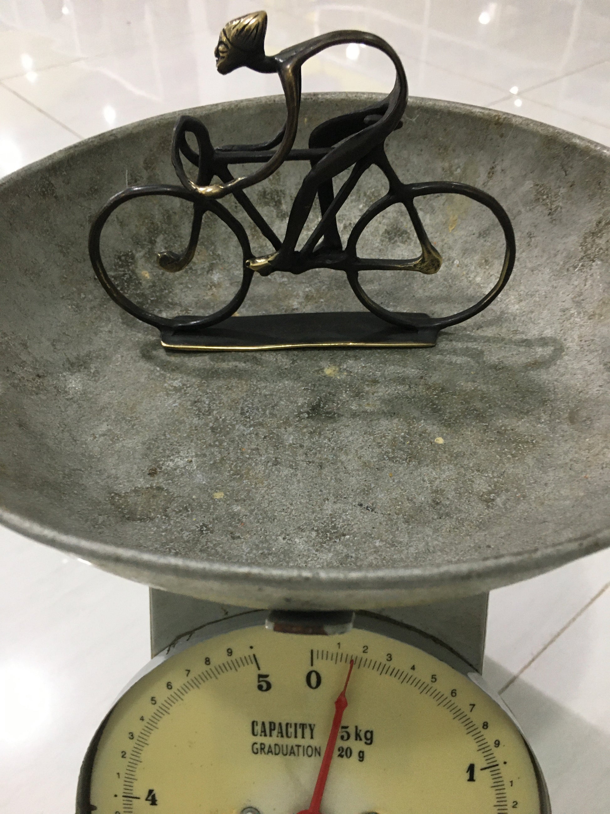 product image weight - Person on Bike (Small) - Handmade in bronze