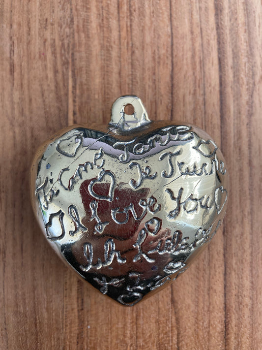 Heart Pendant with I Love You writing