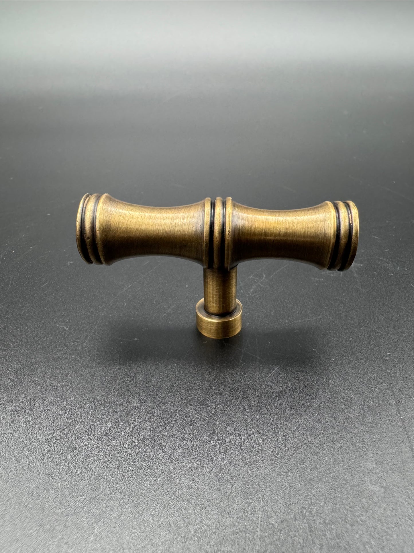 T-Bar Brass Knob with Rings (Set #2), 6.8cm